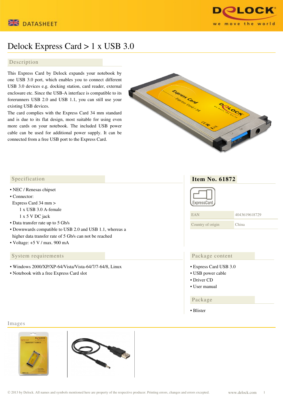 DeLOCK 61872 User Manual | 1 page