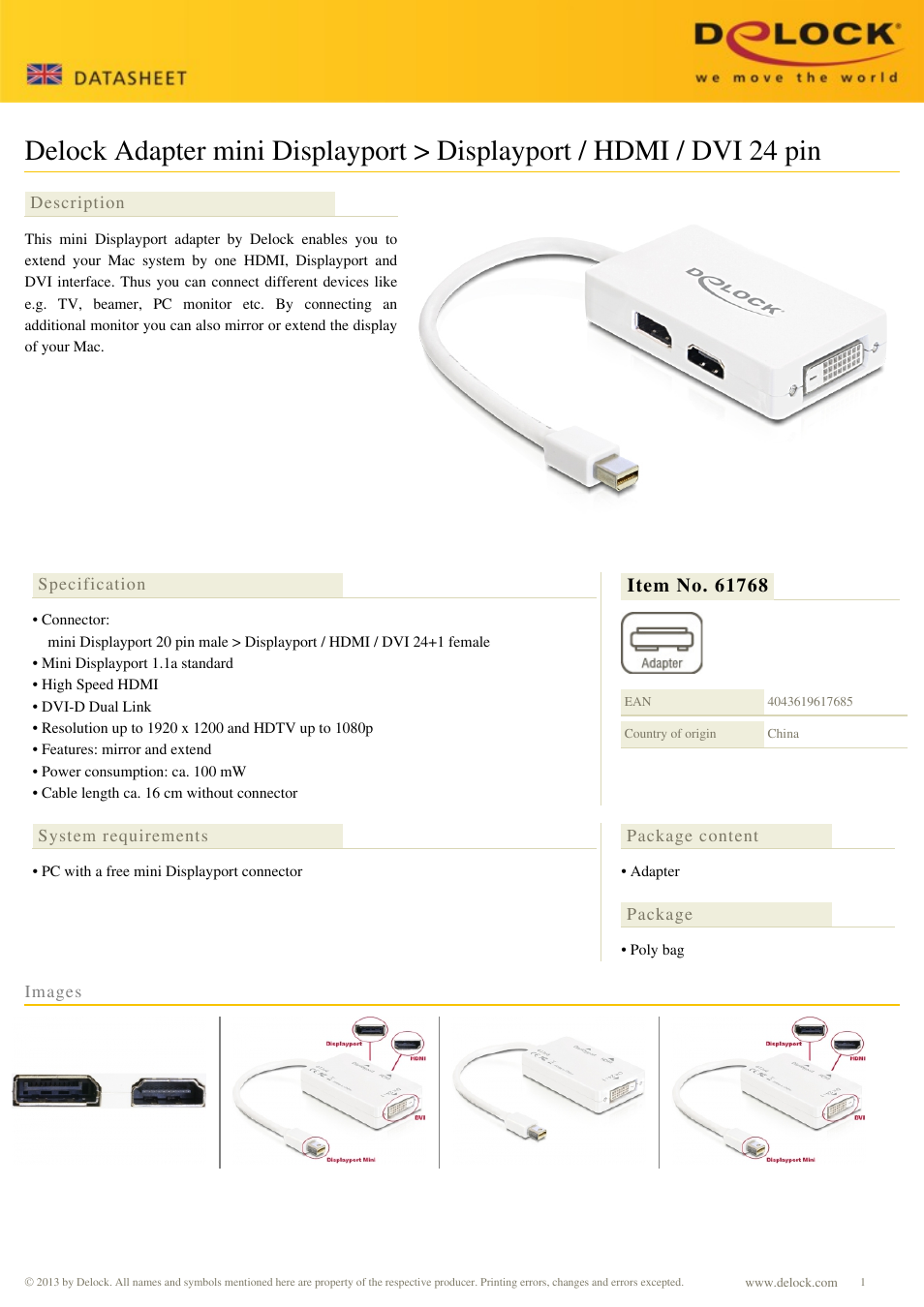 DeLOCK 61768 User Manual | 1 page