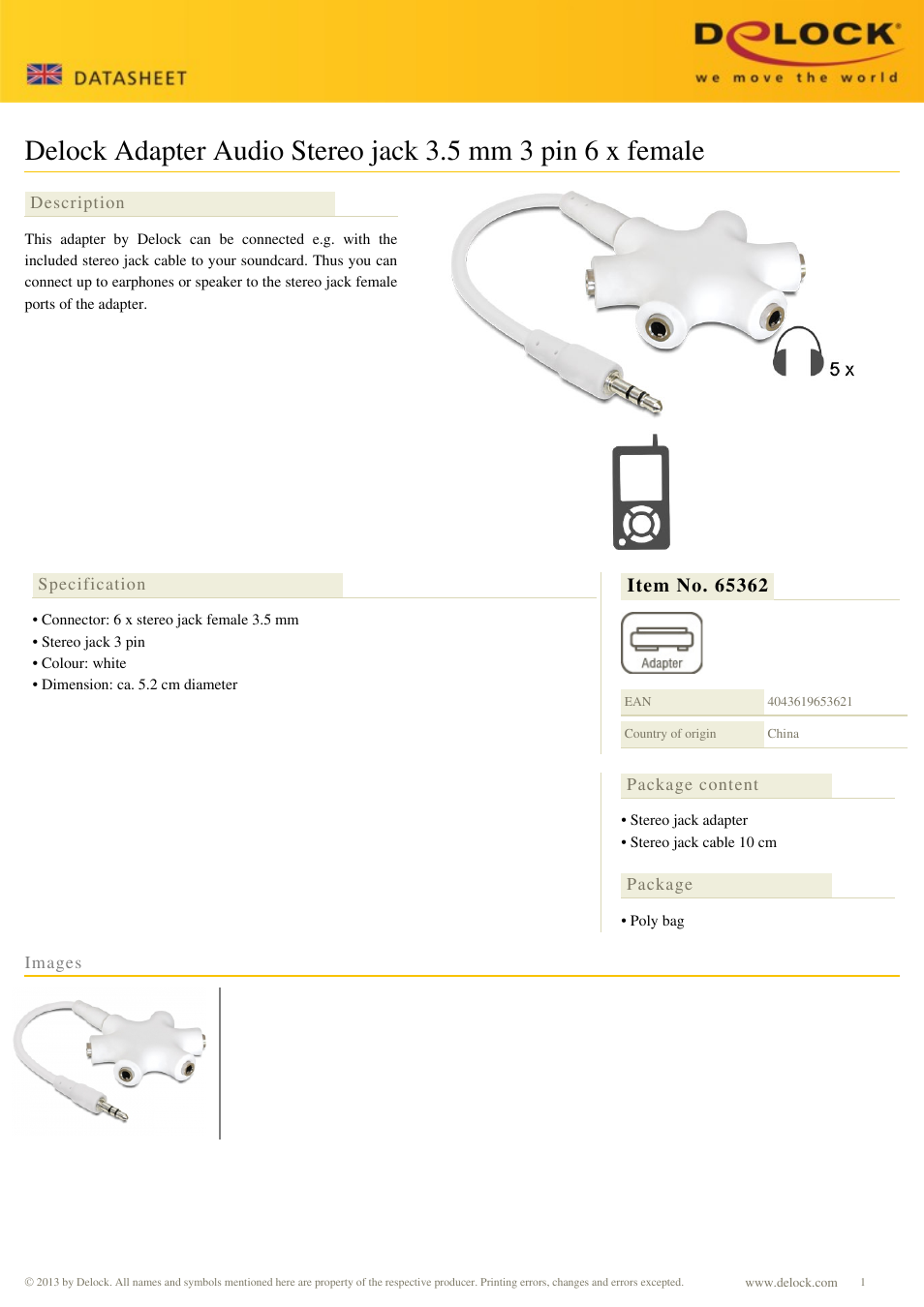 DeLOCK 65362 User Manual | 1 page