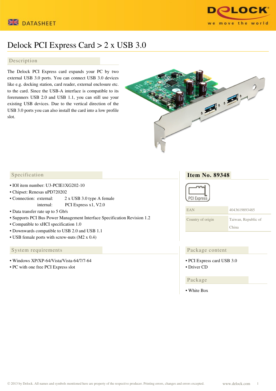 DeLOCK 89348 User Manual | 1 page