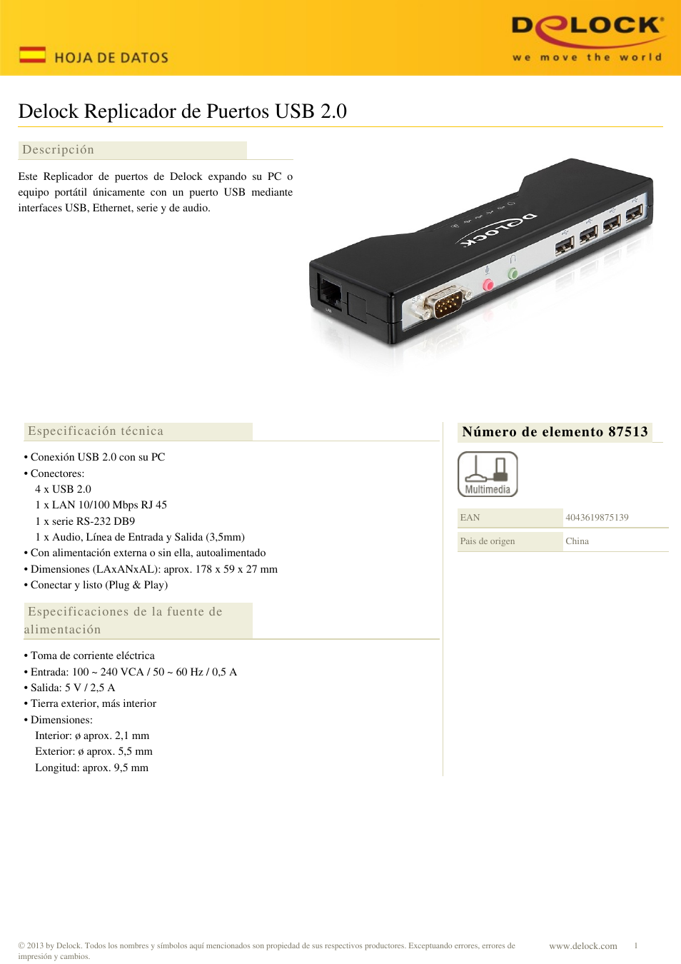 DeLOCK 87513 User Manual | 2 pages