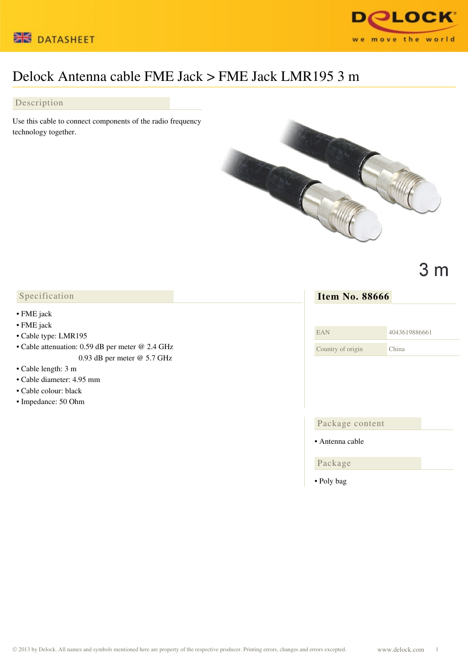 DeLOCK 88666 User Manual | 1 page