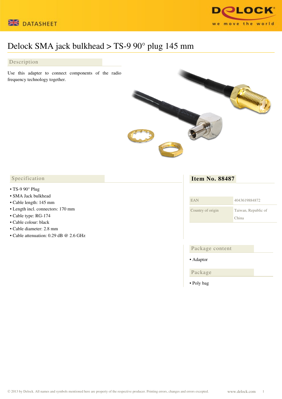 DeLOCK 88487 User Manual | 1 page
