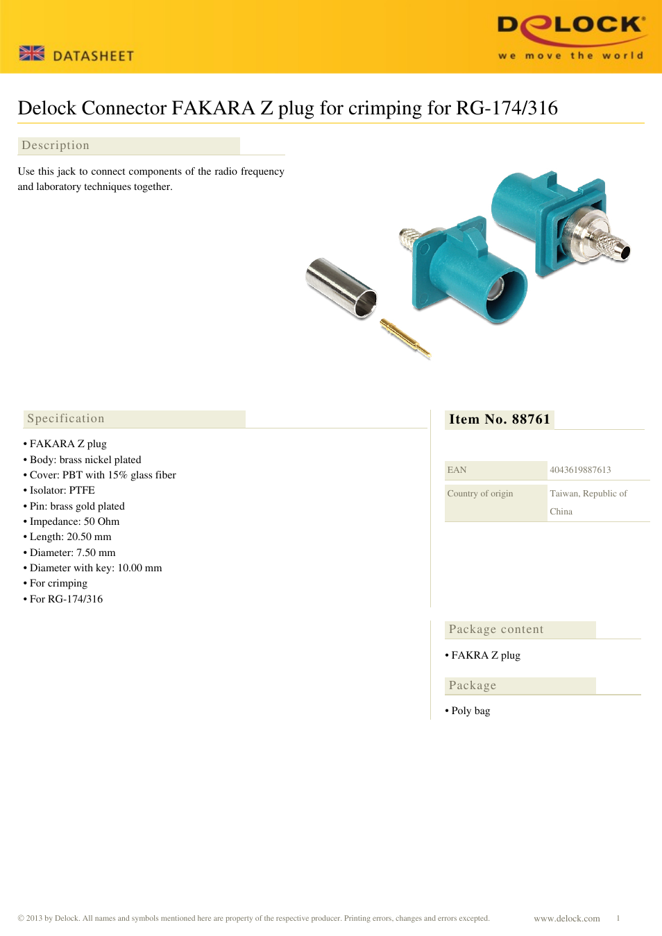 DeLOCK 88761 User Manual | 1 page