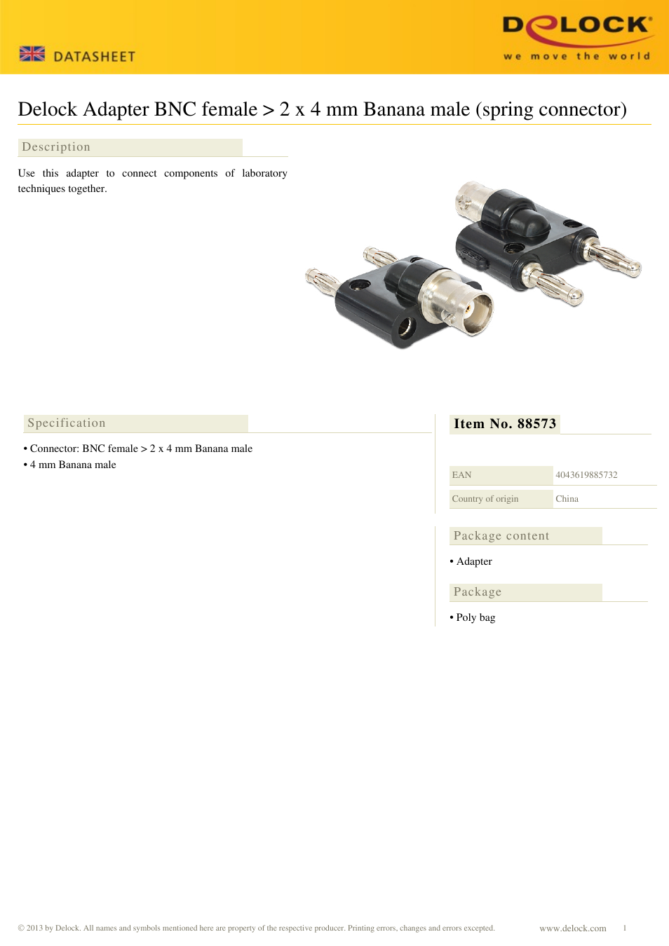 DeLOCK 88573 User Manual | 1 page