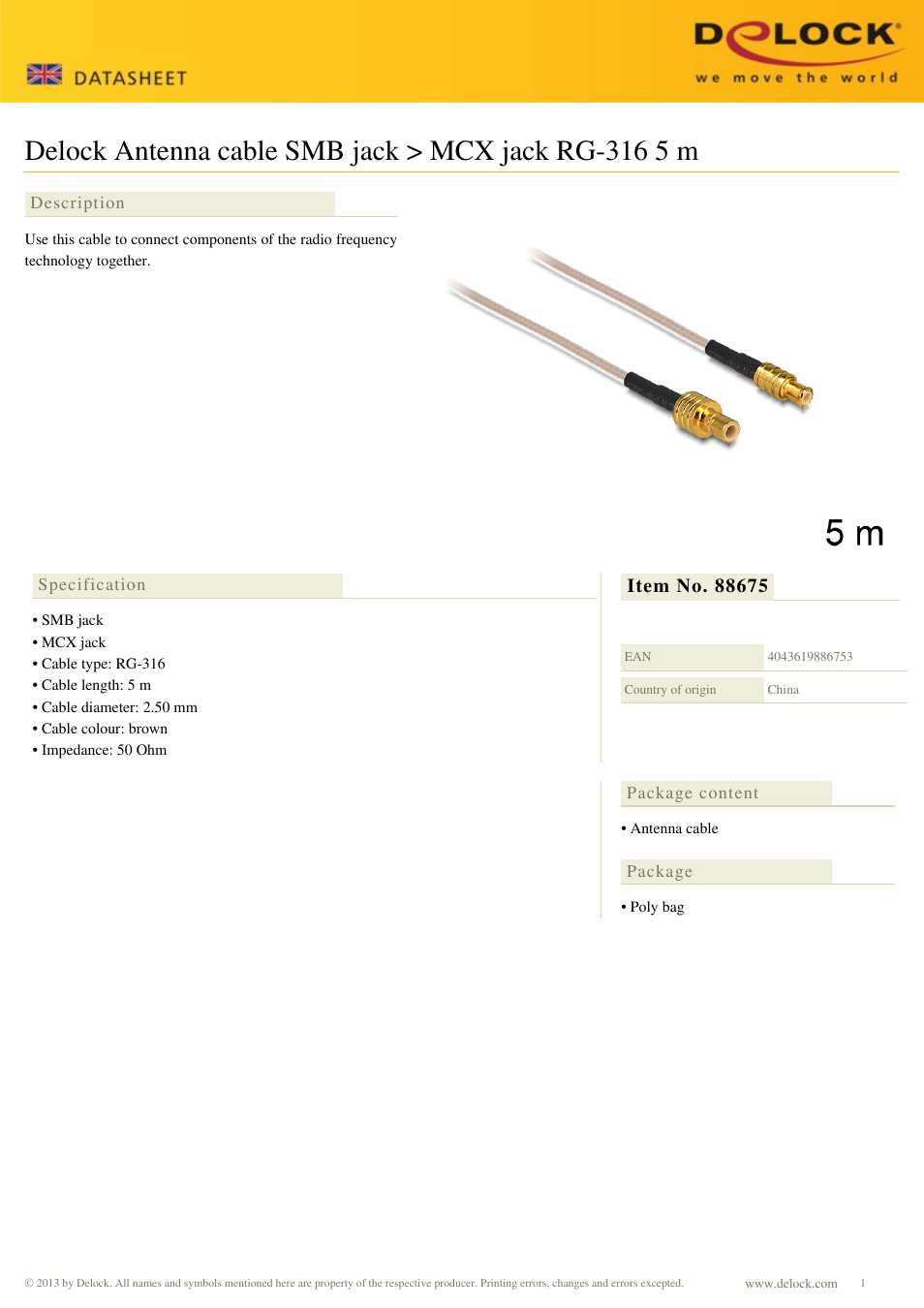 DeLOCK 88675 User Manual | 1 page