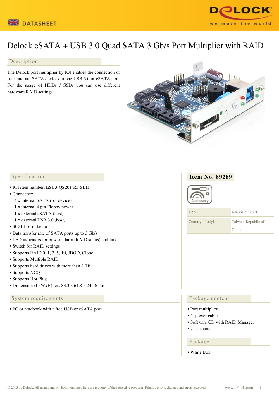 DeLOCK 89289 User Manual | 2 pages