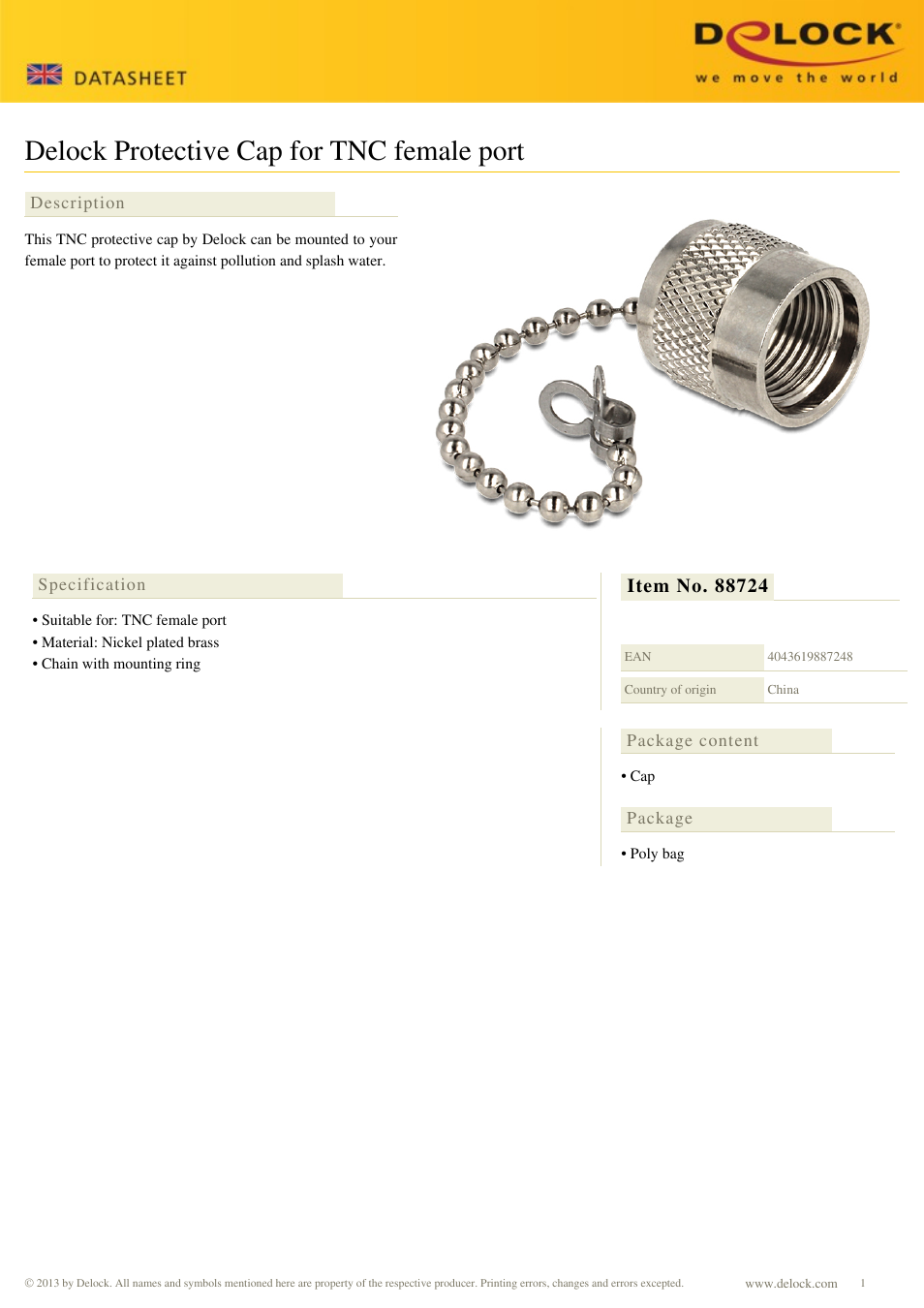 DeLOCK 88724 User Manual | 1 page