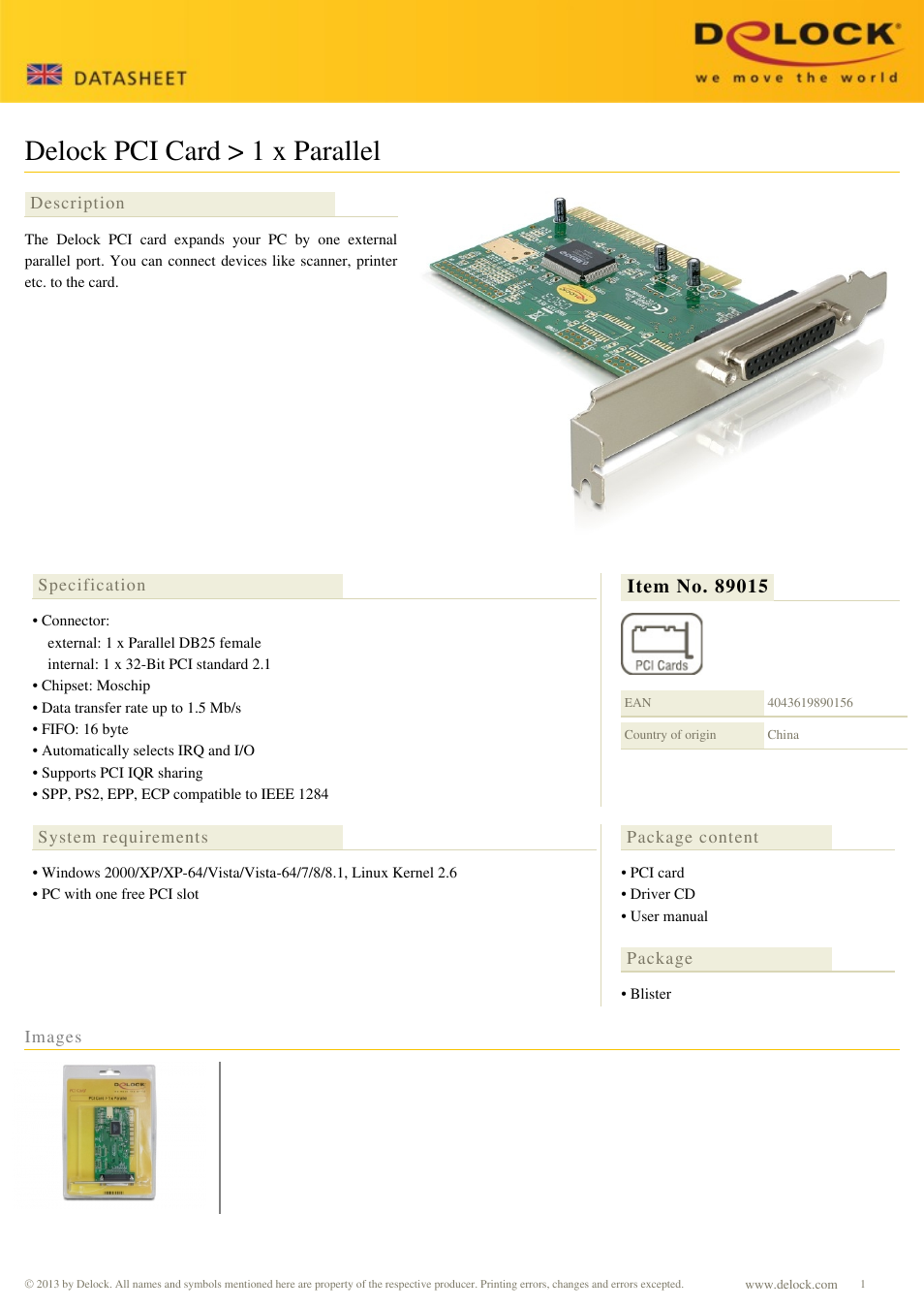 DeLOCK 89015 User Manual | 1 page