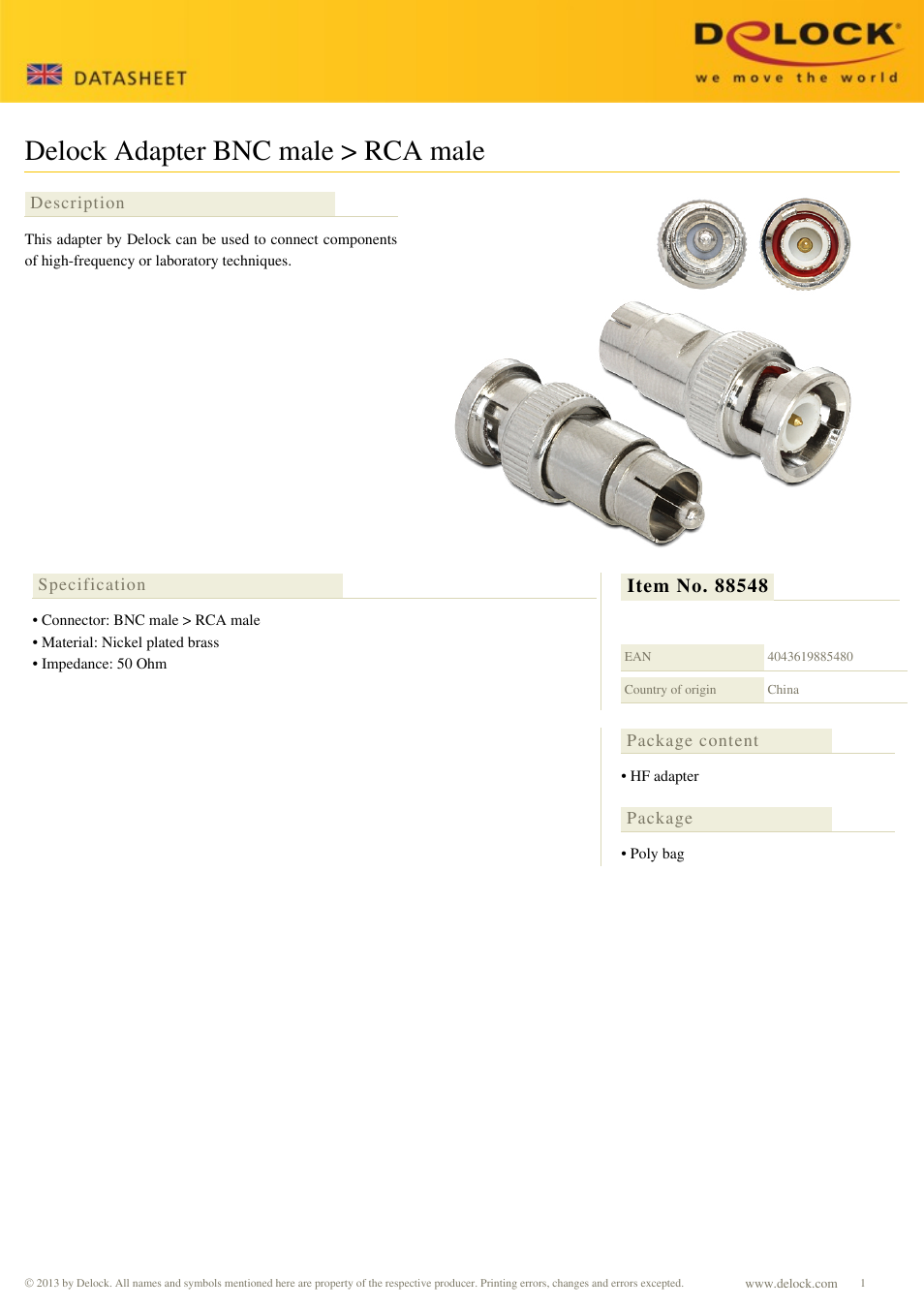 DeLOCK 88548 User Manual | 1 page