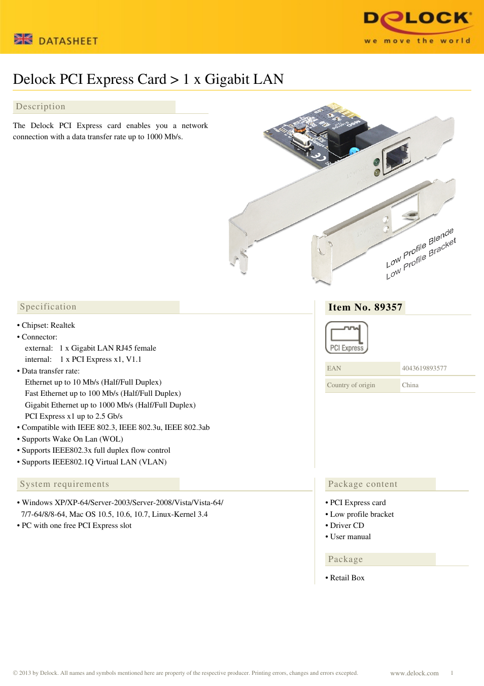 DeLOCK 89357 User Manual | 2 pages