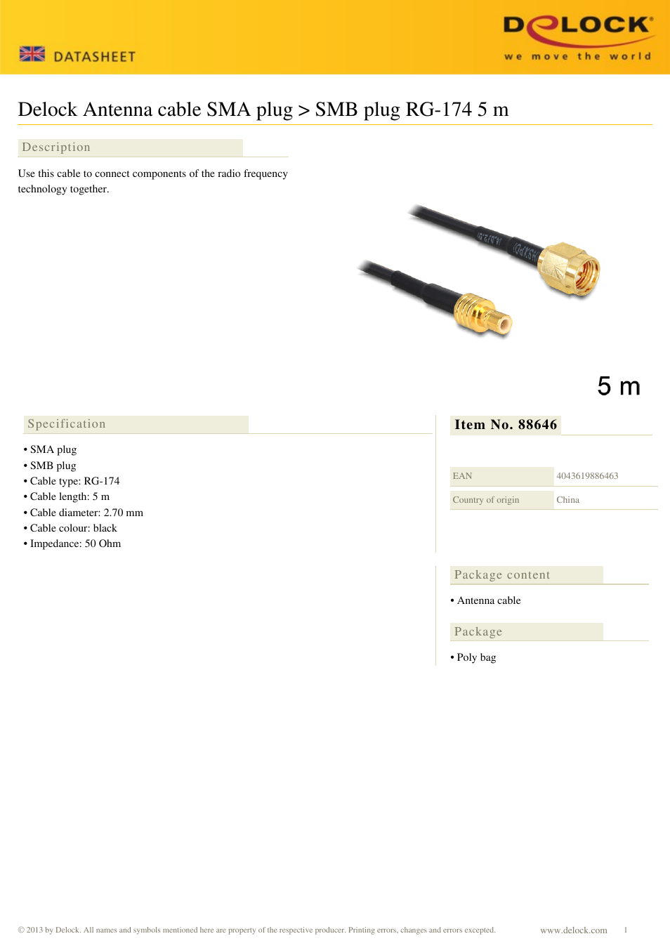 DeLOCK 88646 User Manual | 1 page