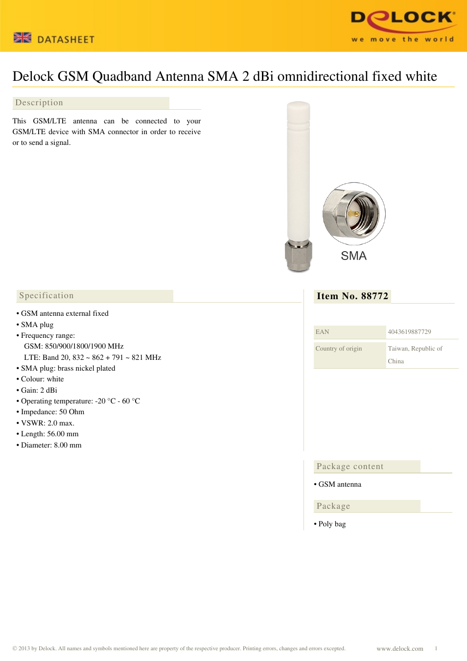 DeLOCK 88772 User Manual | 1 page