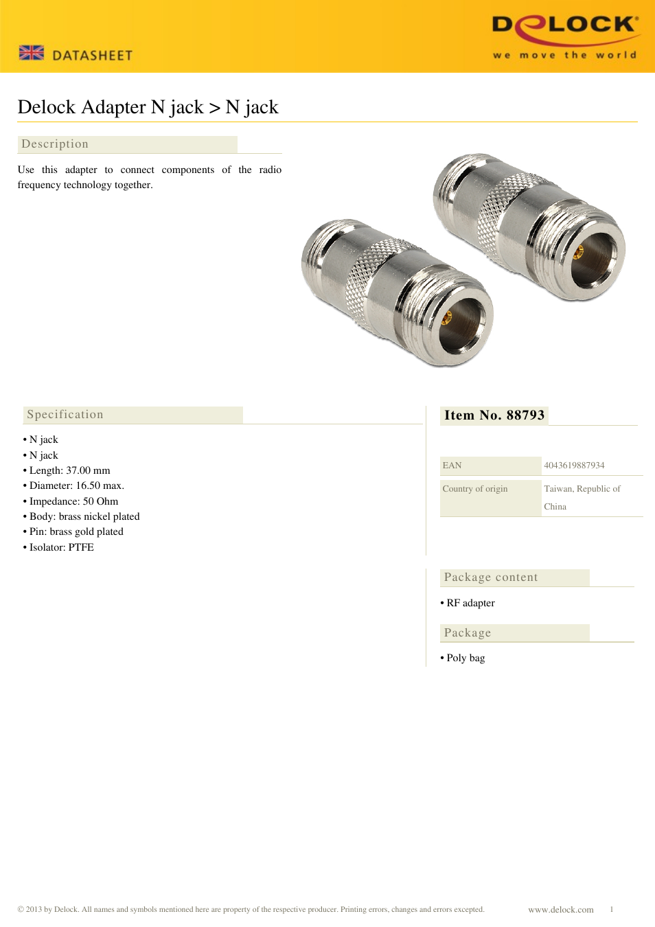 DeLOCK 88793 User Manual | 1 page