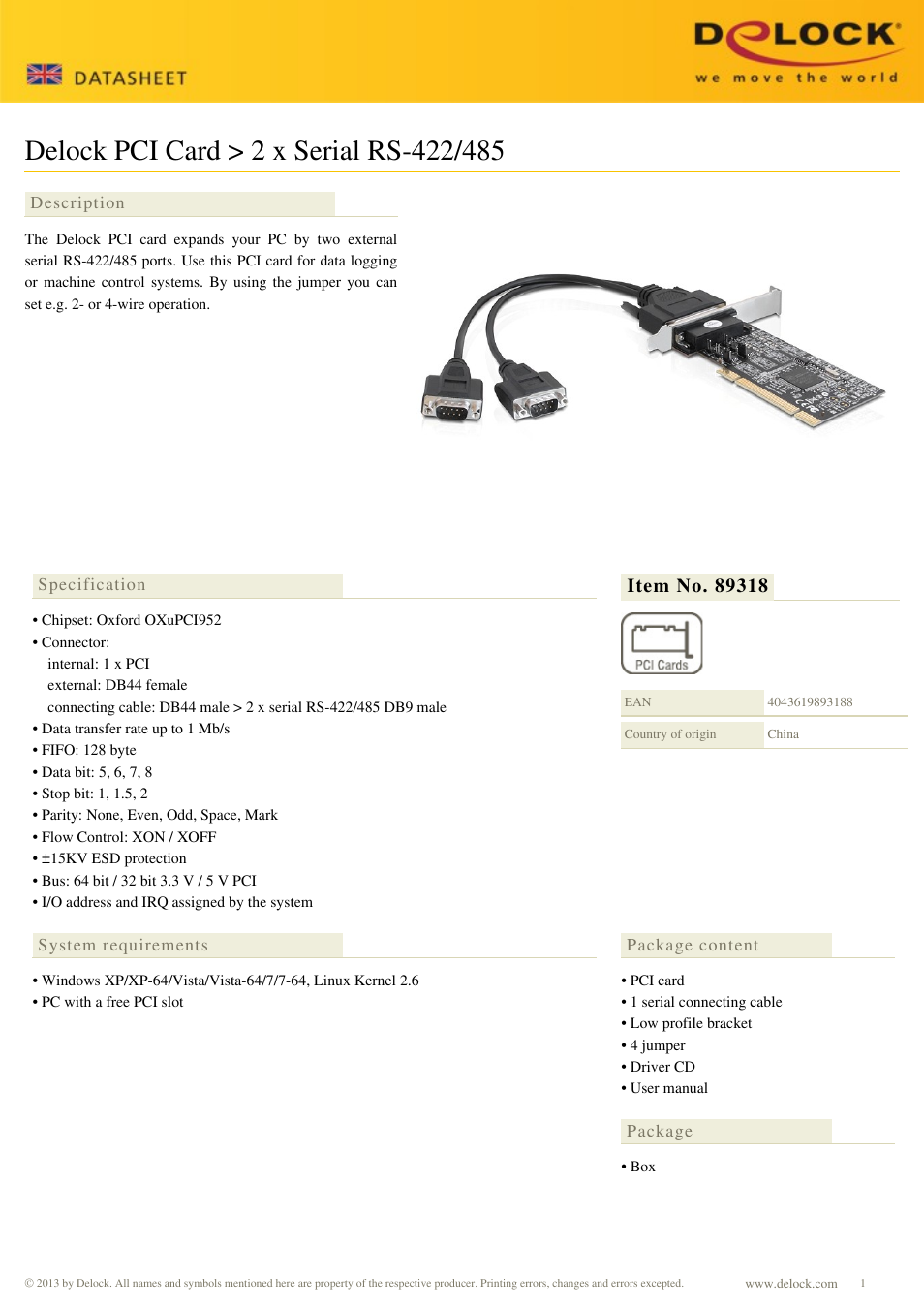 DeLOCK 89318 User Manual | 2 pages