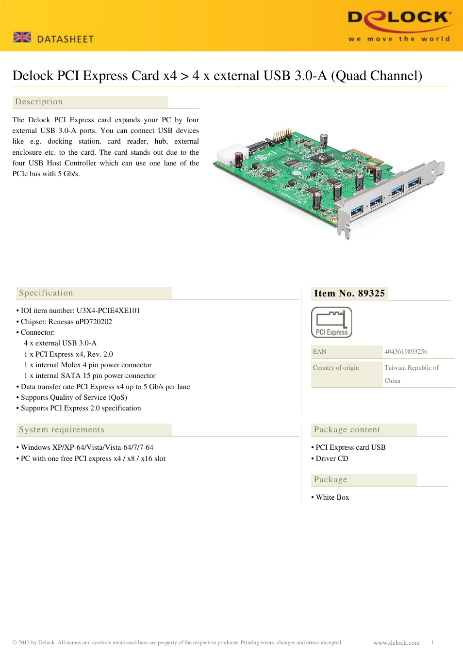 DeLOCK 89325 User Manual | 1 page