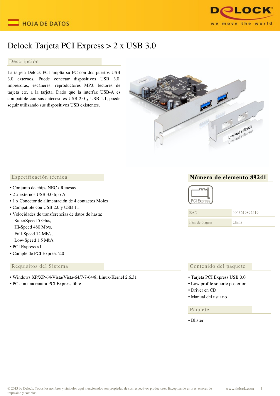 DeLOCK 89241 User Manual | 2 pages