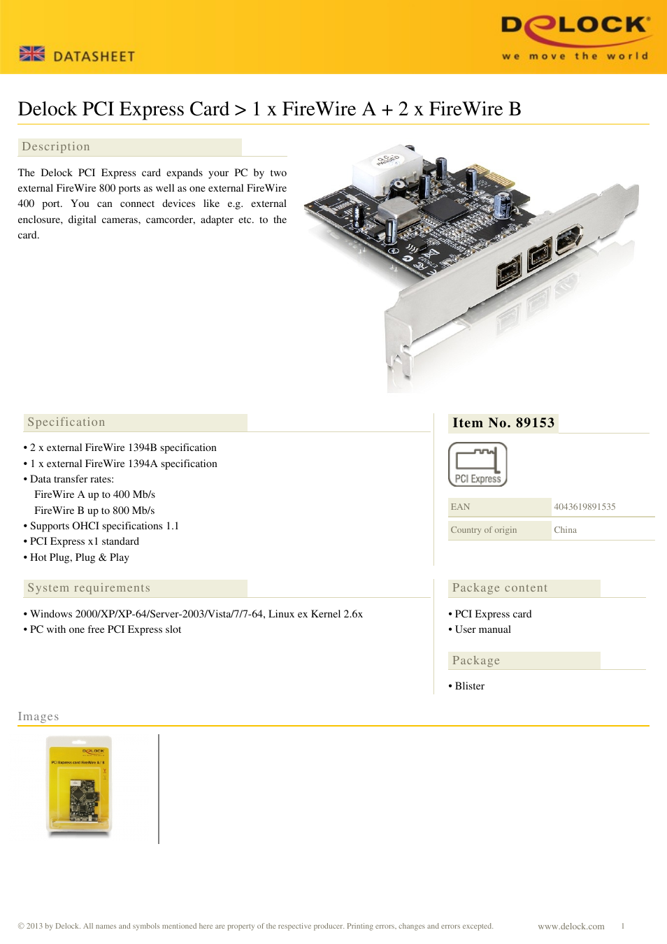 DeLOCK 89153 User Manual | 1 page