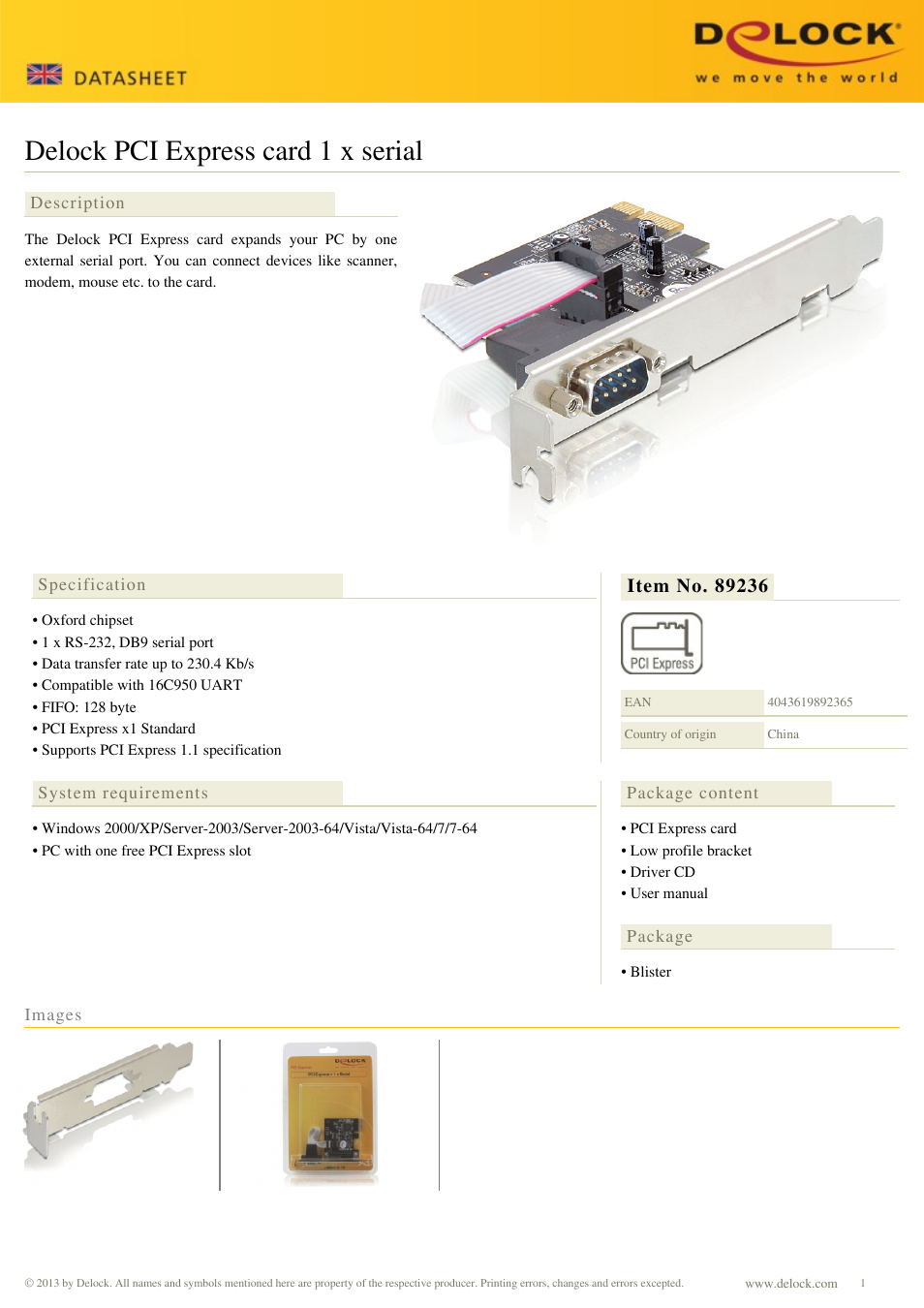 DeLOCK 89236 User Manual | 1 page