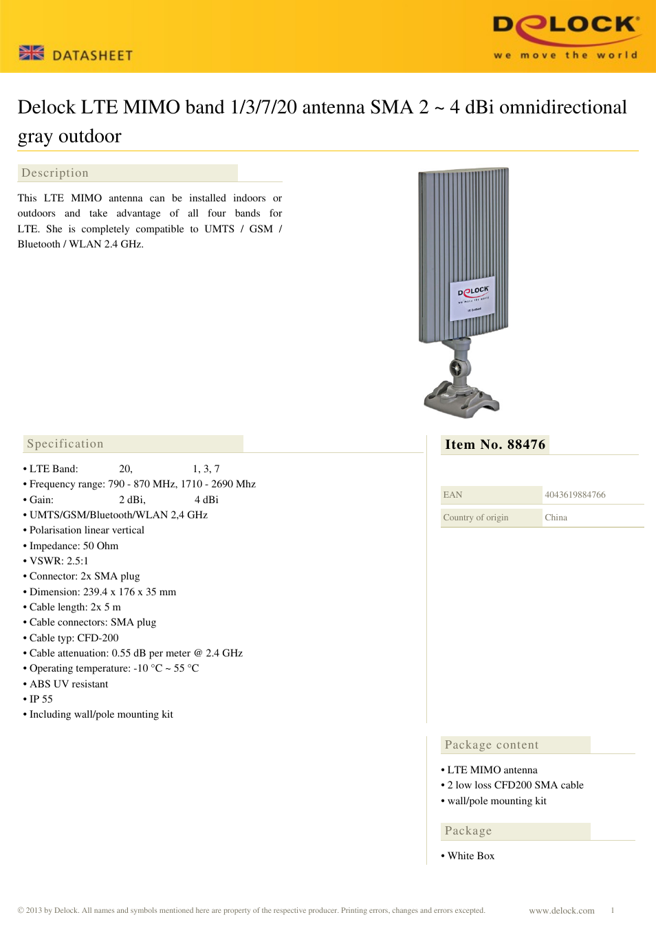 DeLOCK 88476 User Manual | 2 pages