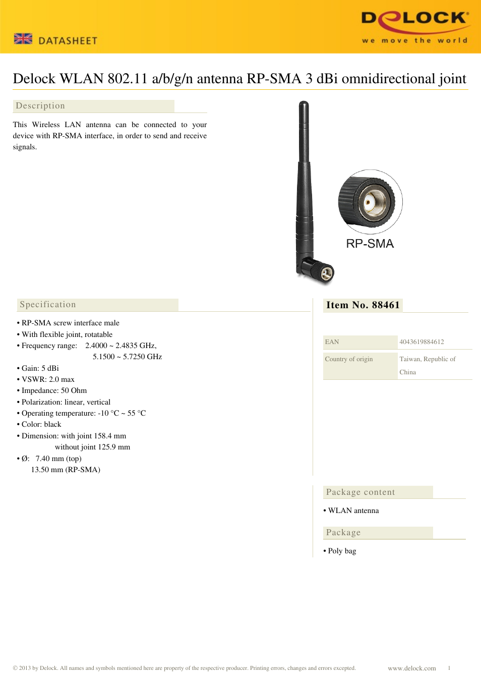 DeLOCK 88461 User Manual | 1 page