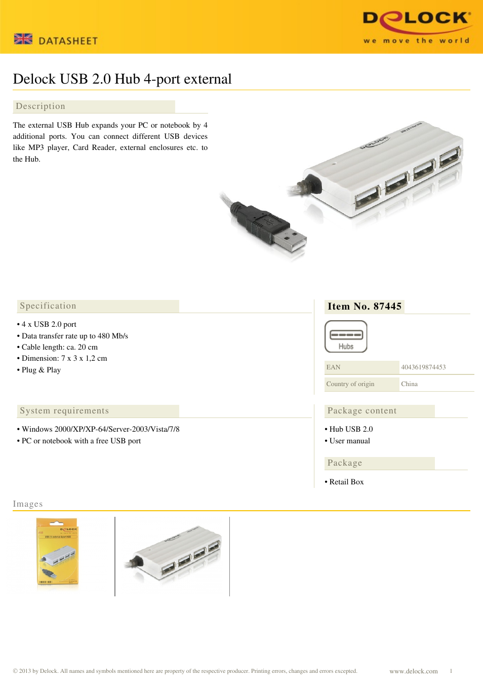 DeLOCK 87445 User Manual | 1 page