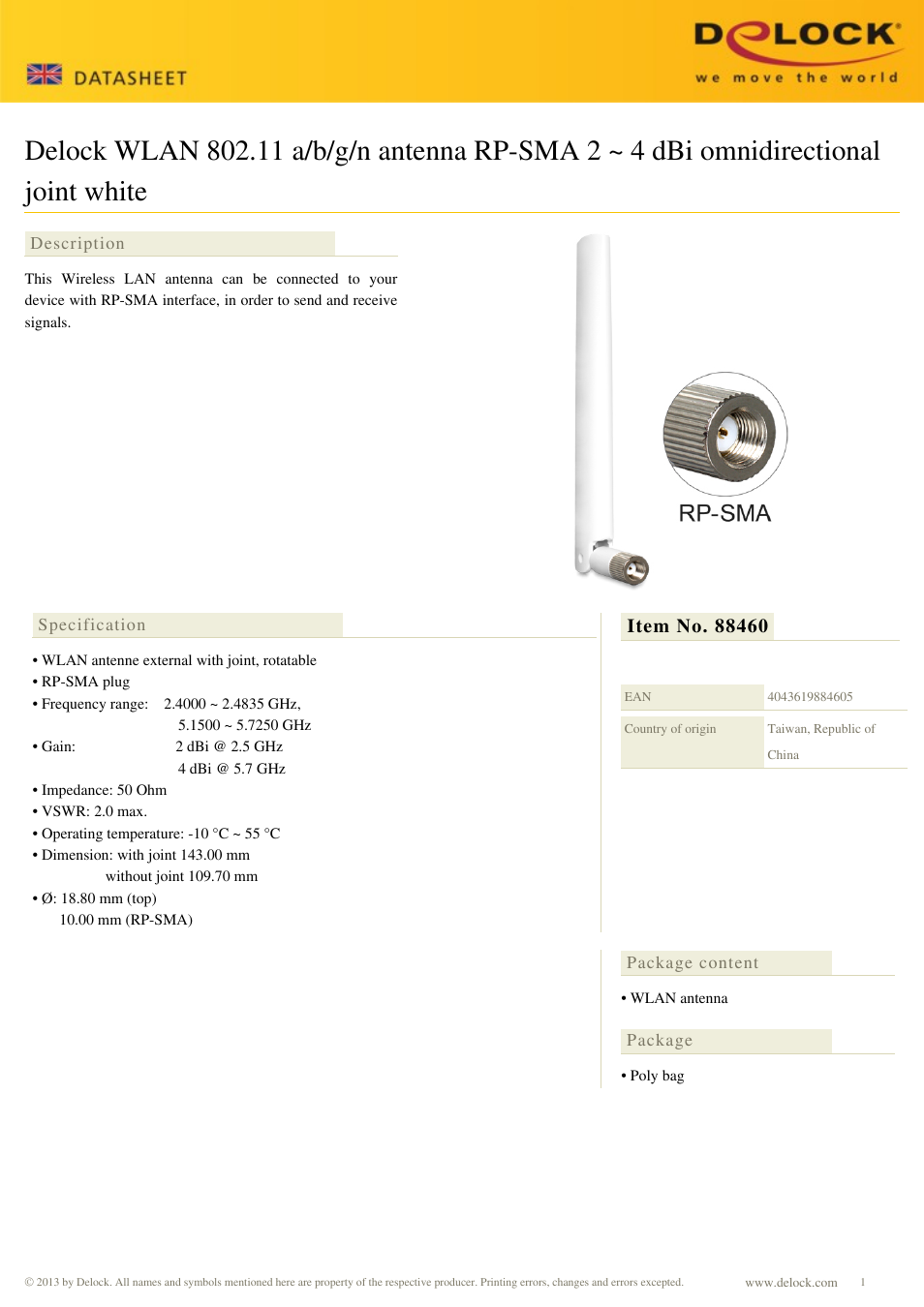 DeLOCK 88460 User Manual | 2 pages