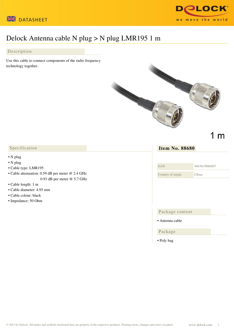 DeLOCK 88680 User Manual | 1 page