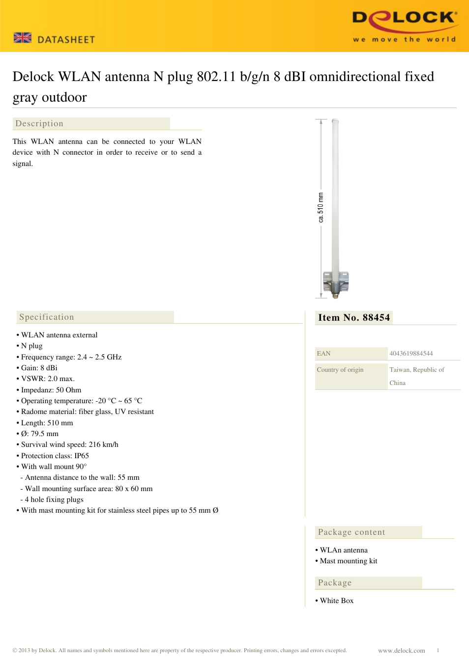 DeLOCK 88454 User Manual | 2 pages