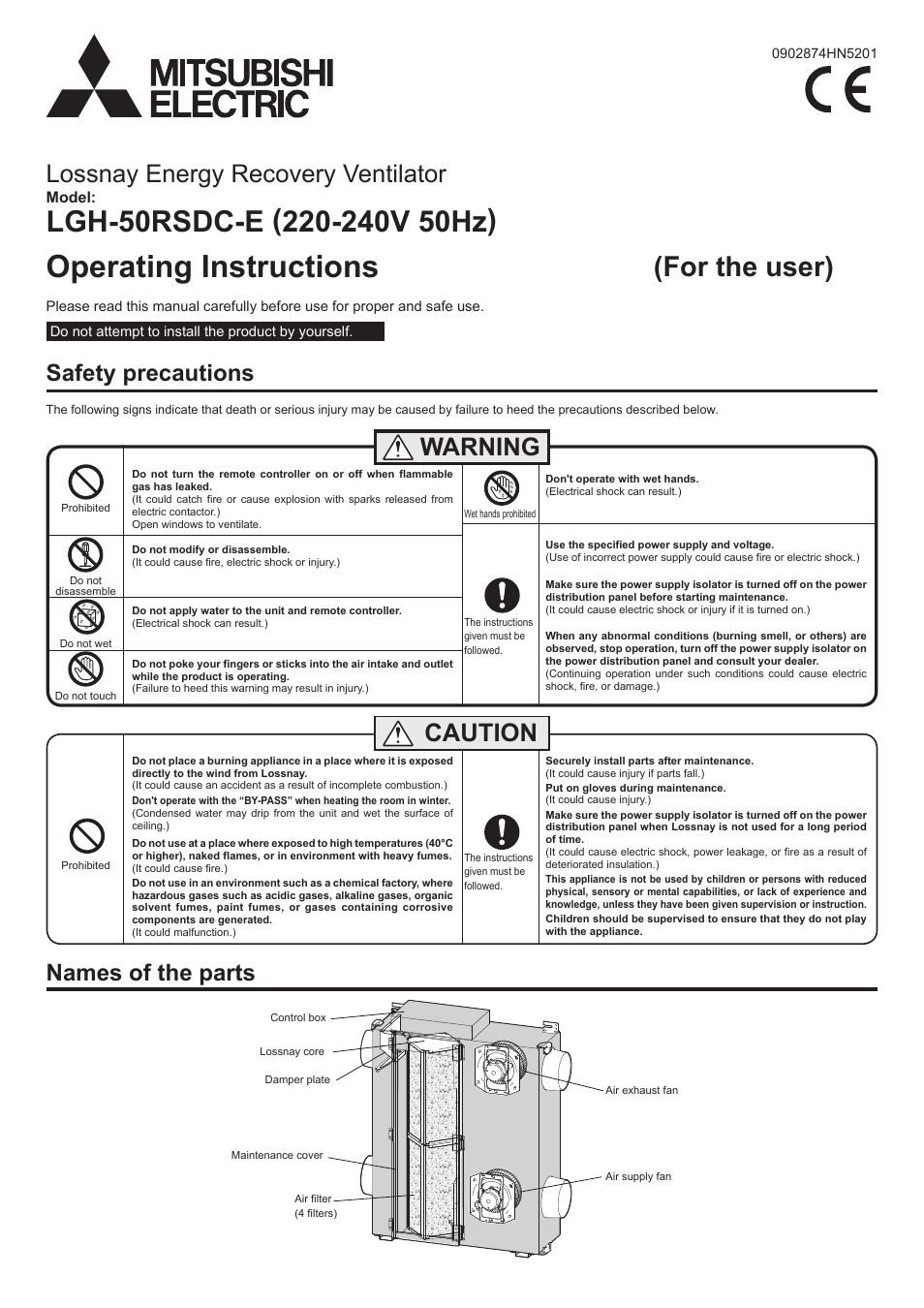 MITSUBISHI ELECTRIC LGH-50RSDC-E User Manual | 4 pages