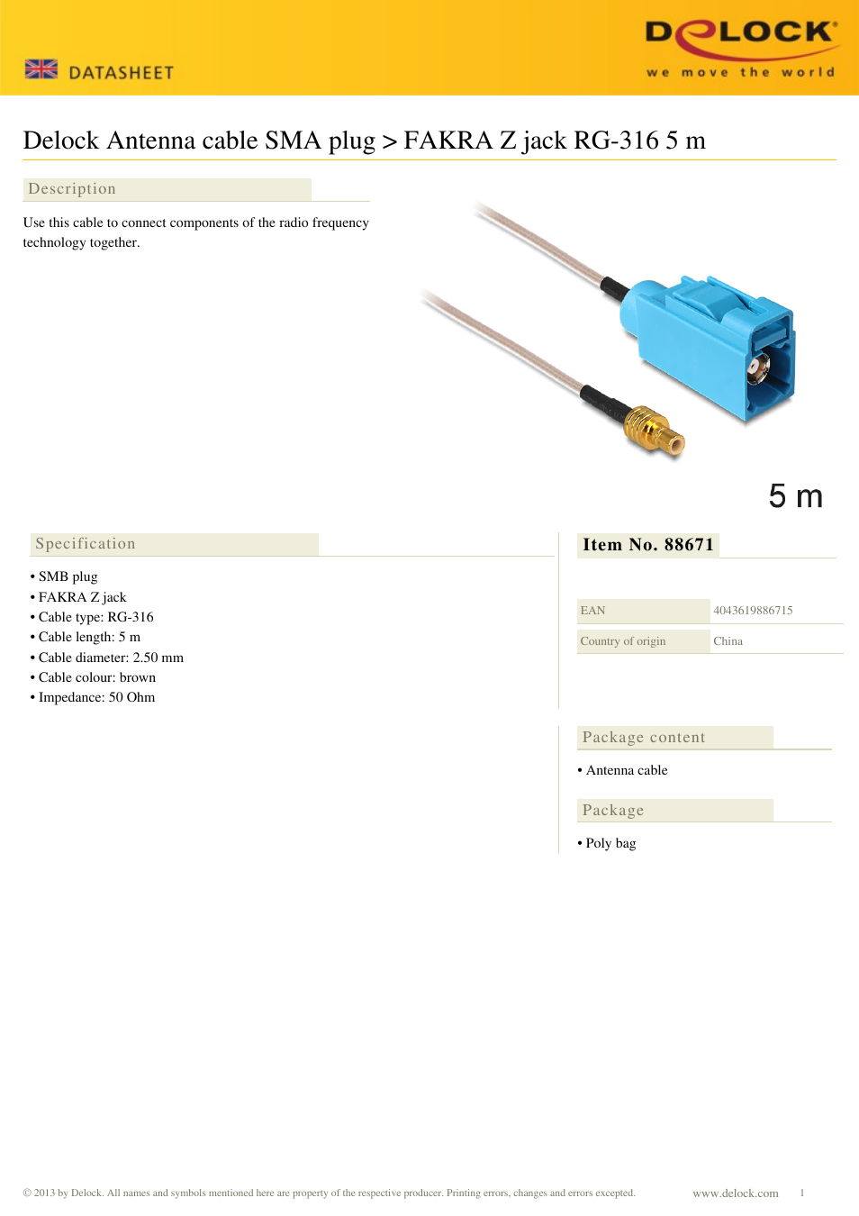 DeLOCK 88671 User Manual | 1 page