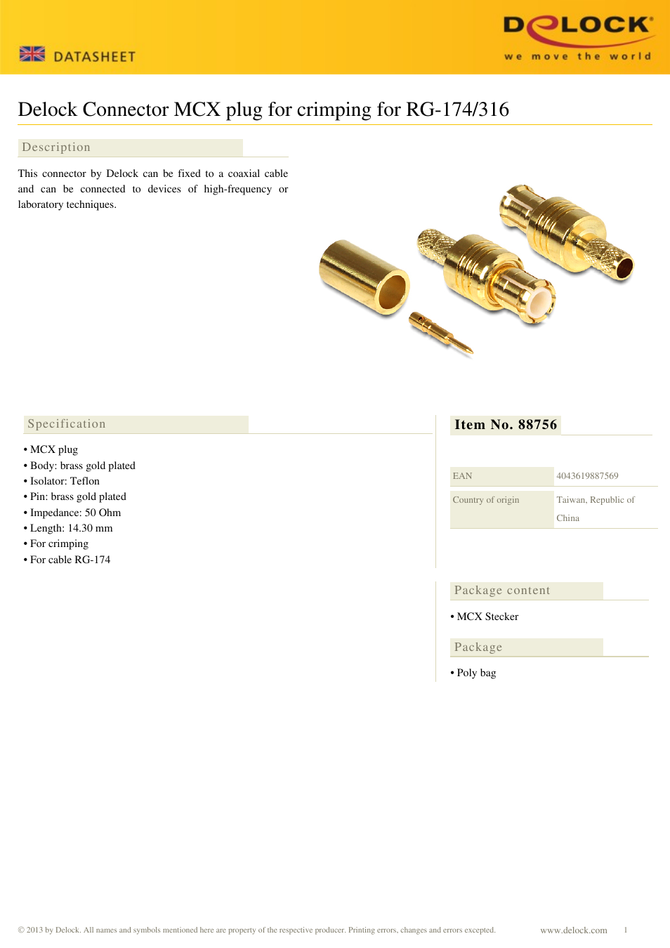 DeLOCK 88756 User Manual | 1 page