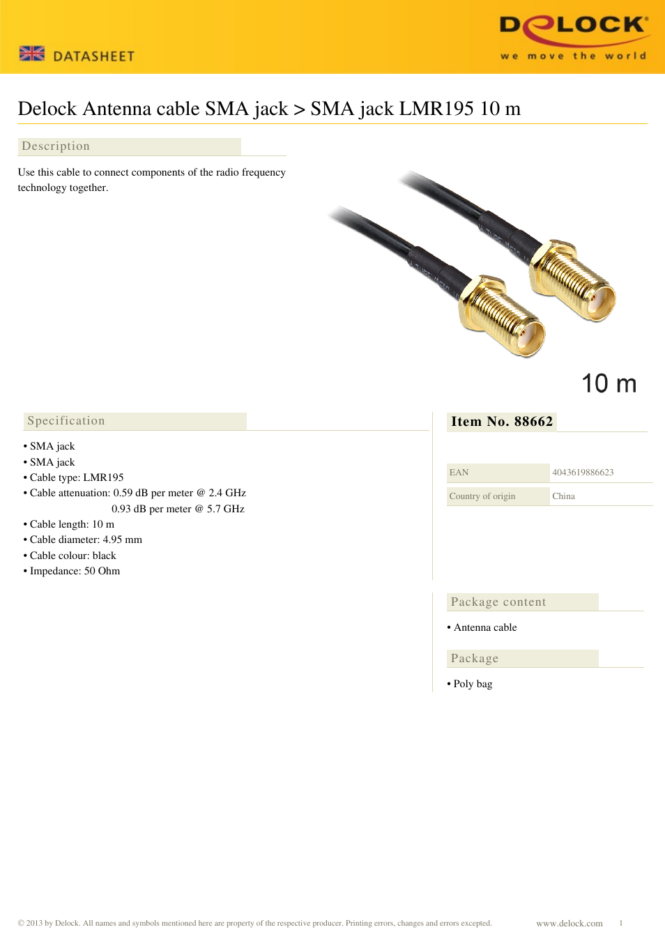 DeLOCK 88662 User Manual | 1 page