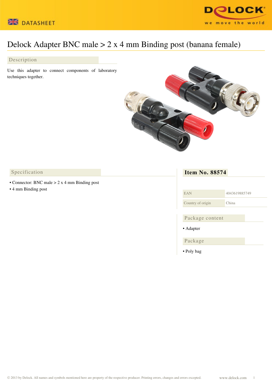 DeLOCK 88574 User Manual | 1 page