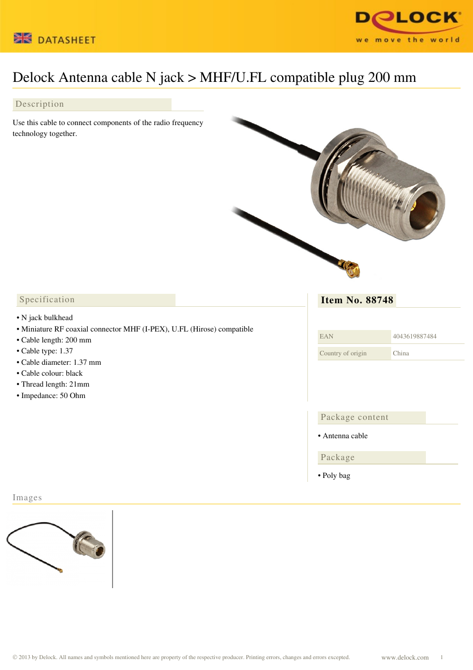 DeLOCK 88748 User Manual | 1 page