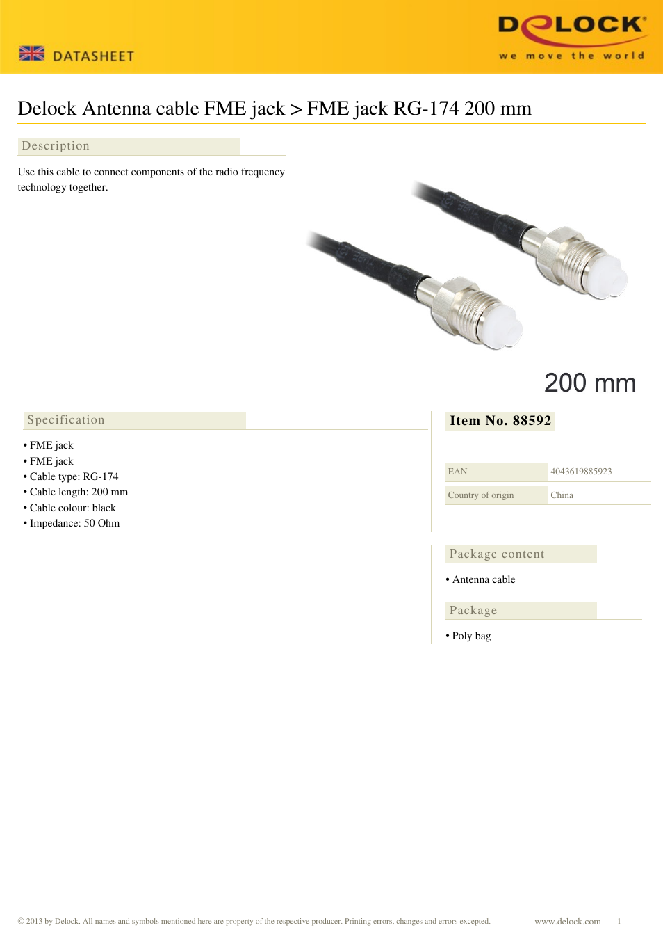 DeLOCK 88592 User Manual | 1 page