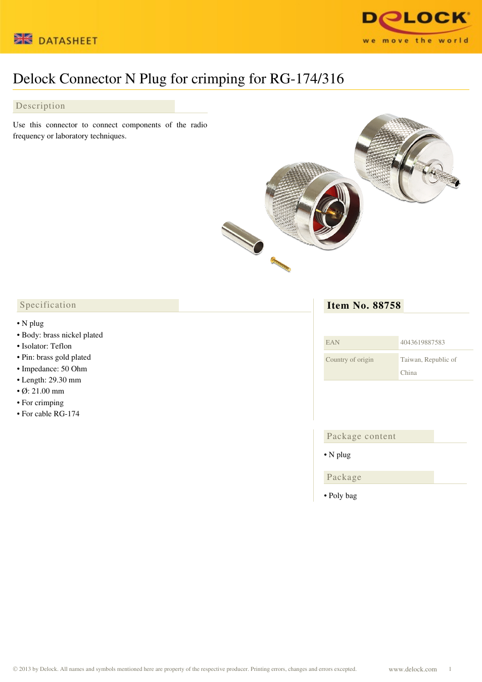 DeLOCK 88758 User Manual | 1 page