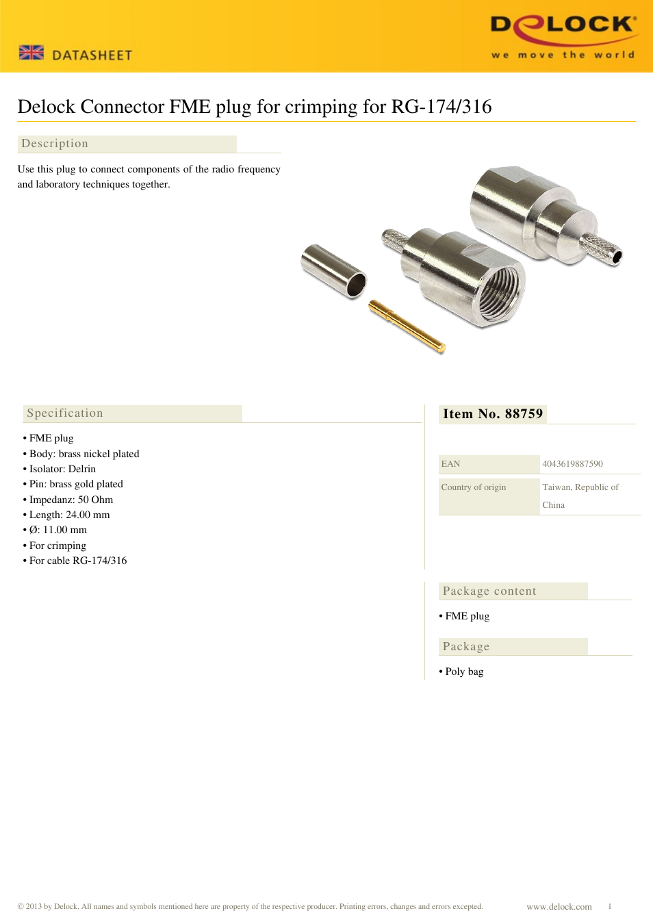 DeLOCK 88759 User Manual | 1 page