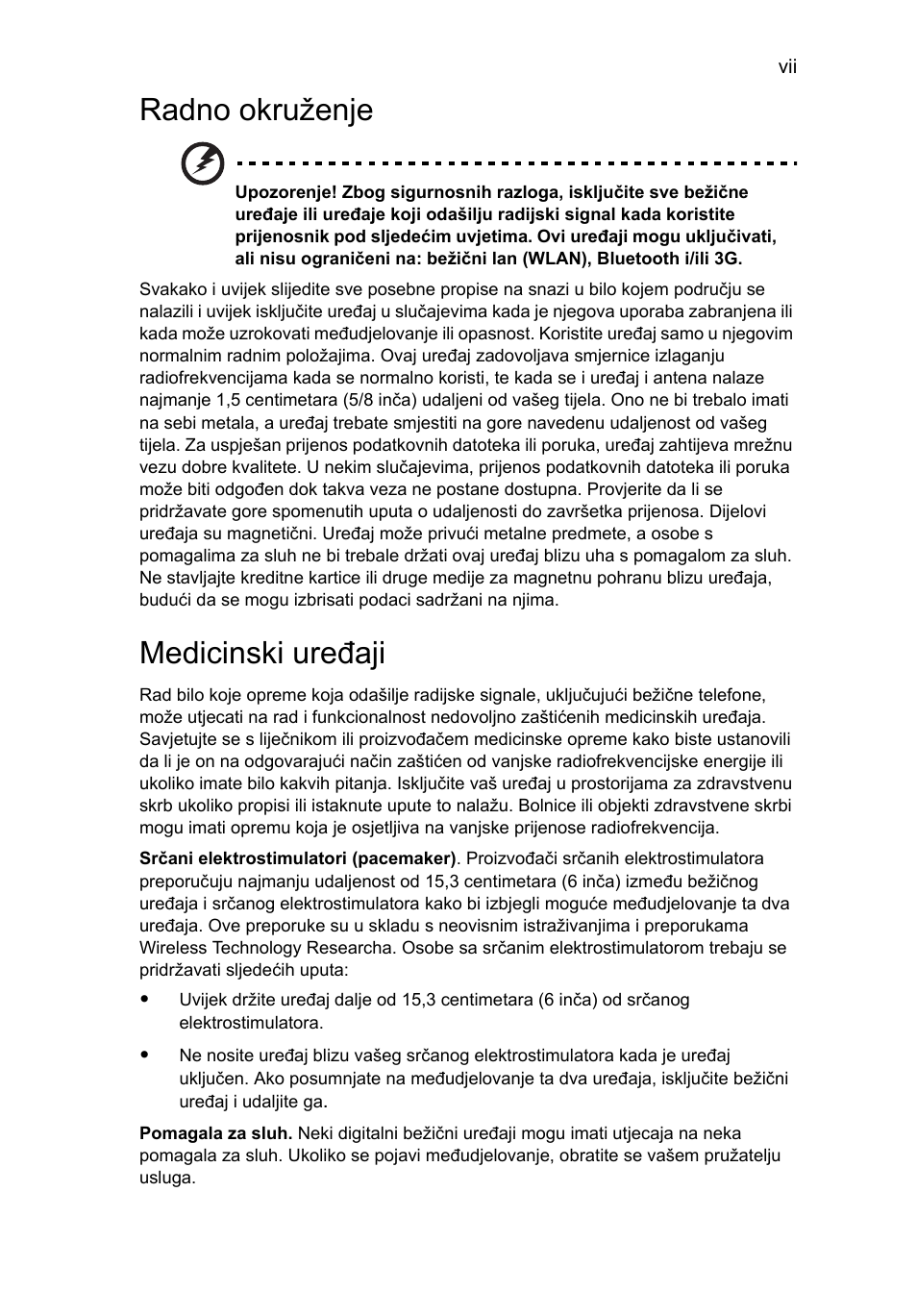 Radno okruženje, Medicinski uređaji | Acer Aspire One AO722 User Manual | Page 1075 / 1810