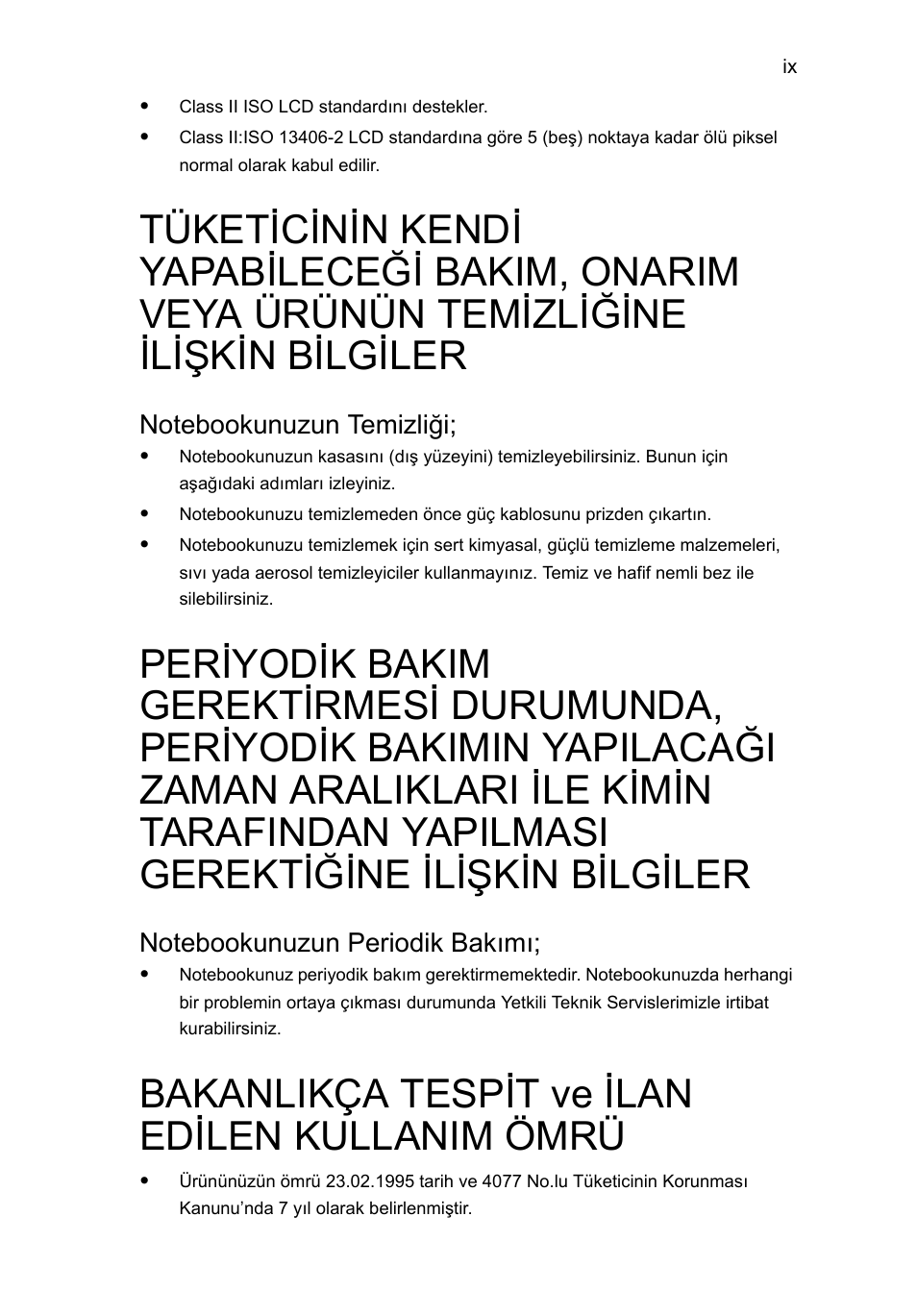 Bakanlikça tespit ve ilan edilen kullanim ömrü | Acer Aspire One AO722 User Manual | Page 1391 / 1810