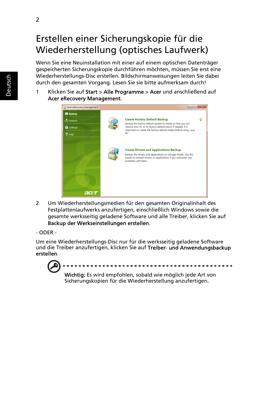 Optisches laufwerk) | Acer Aspire One AO722 User Manual | Page 148 / 1810