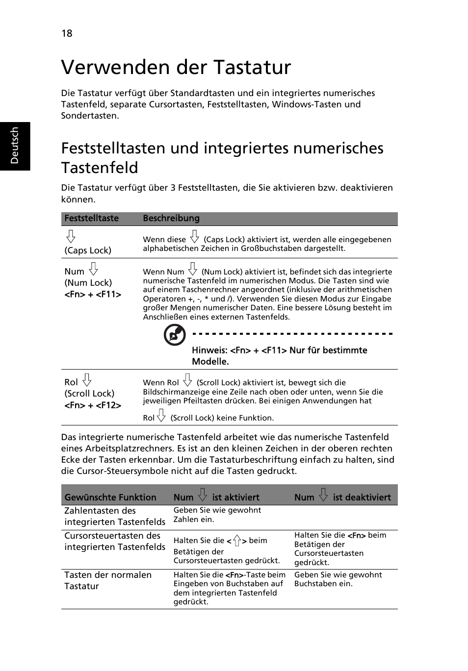 Verwenden der tastatur | Acer Aspire One AO722 User Manual | Page 164 / 1810