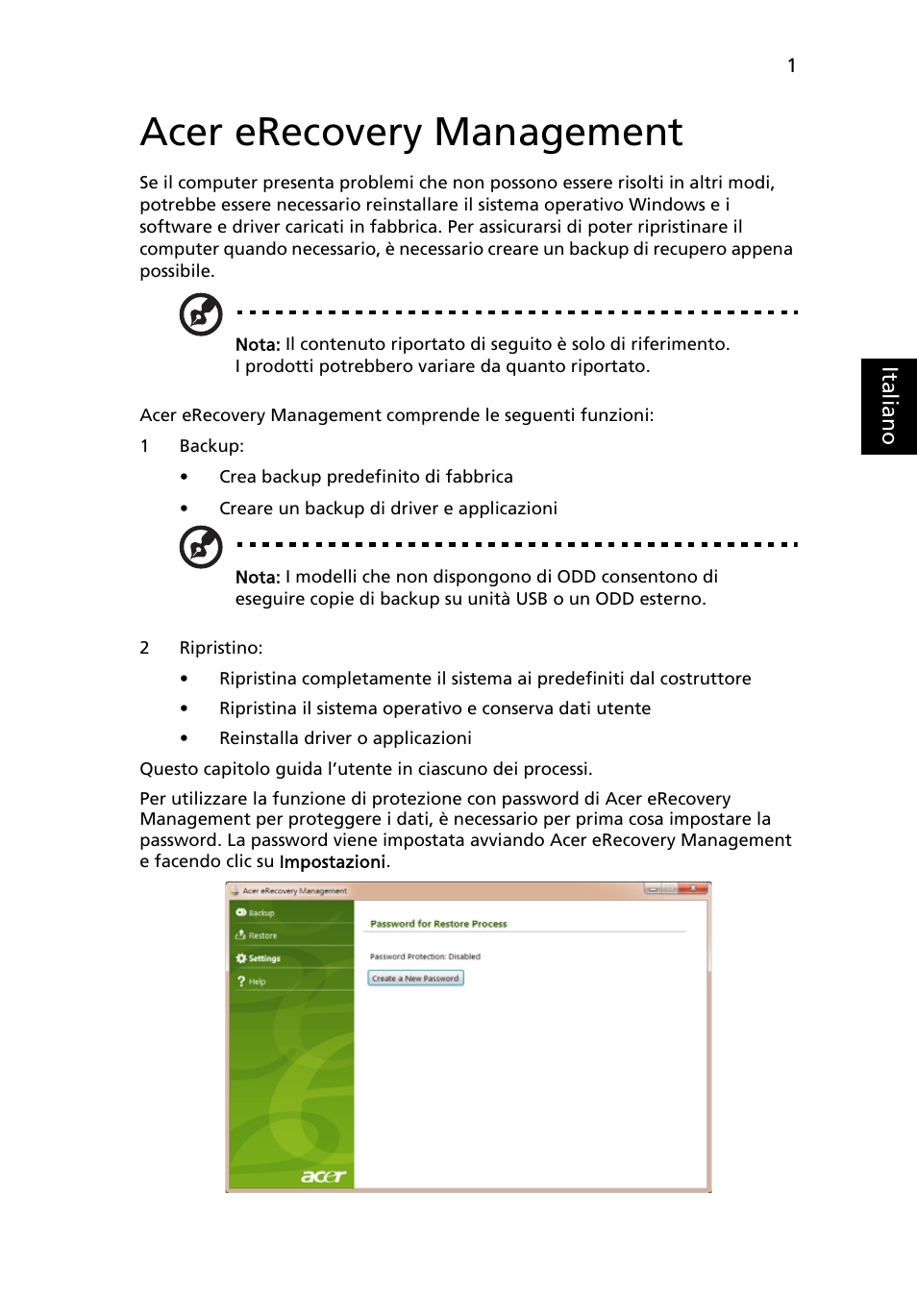 Acer erecovery management | Acer Aspire One AO722 User Manual | Page 213 / 1810