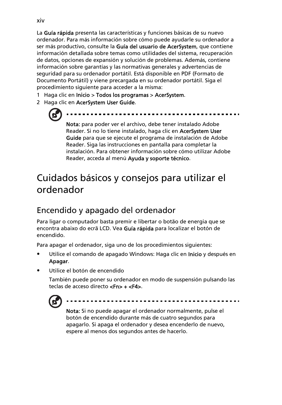 Encendido y apagado del ordenador | Acer Aspire One AO722 User Manual | Page 268 / 1810