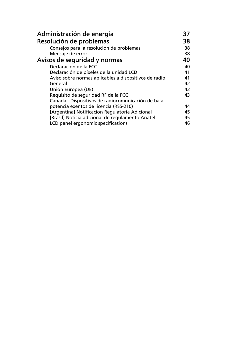 Avisos de seguridad y normas 40 | Acer Aspire One AO722 User Manual | Page 273 / 1810