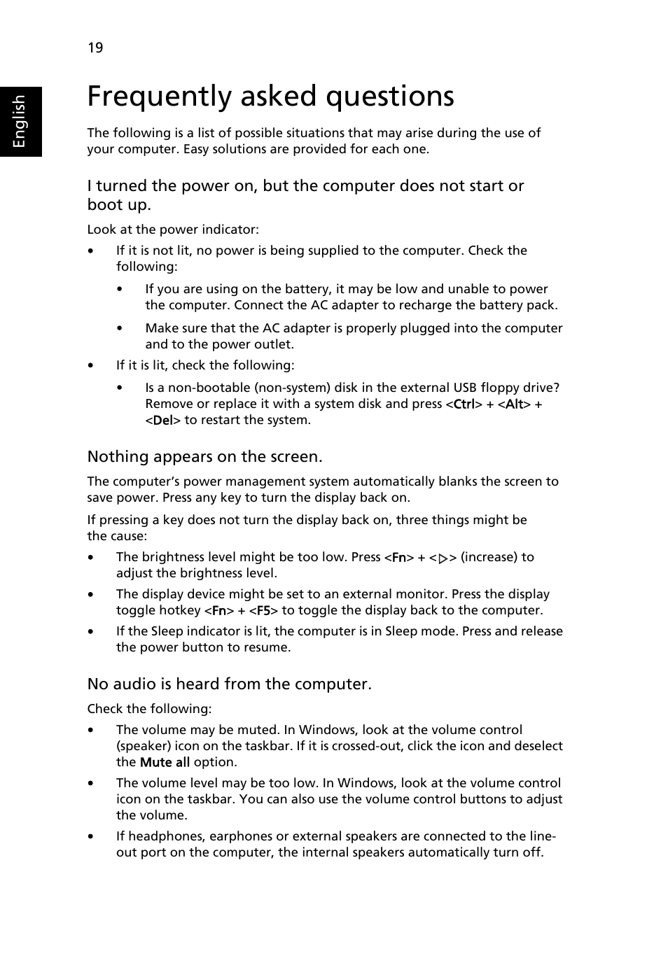 Frequently asked questions | Acer Aspire One AO722 User Manual | Page 38 / 1810