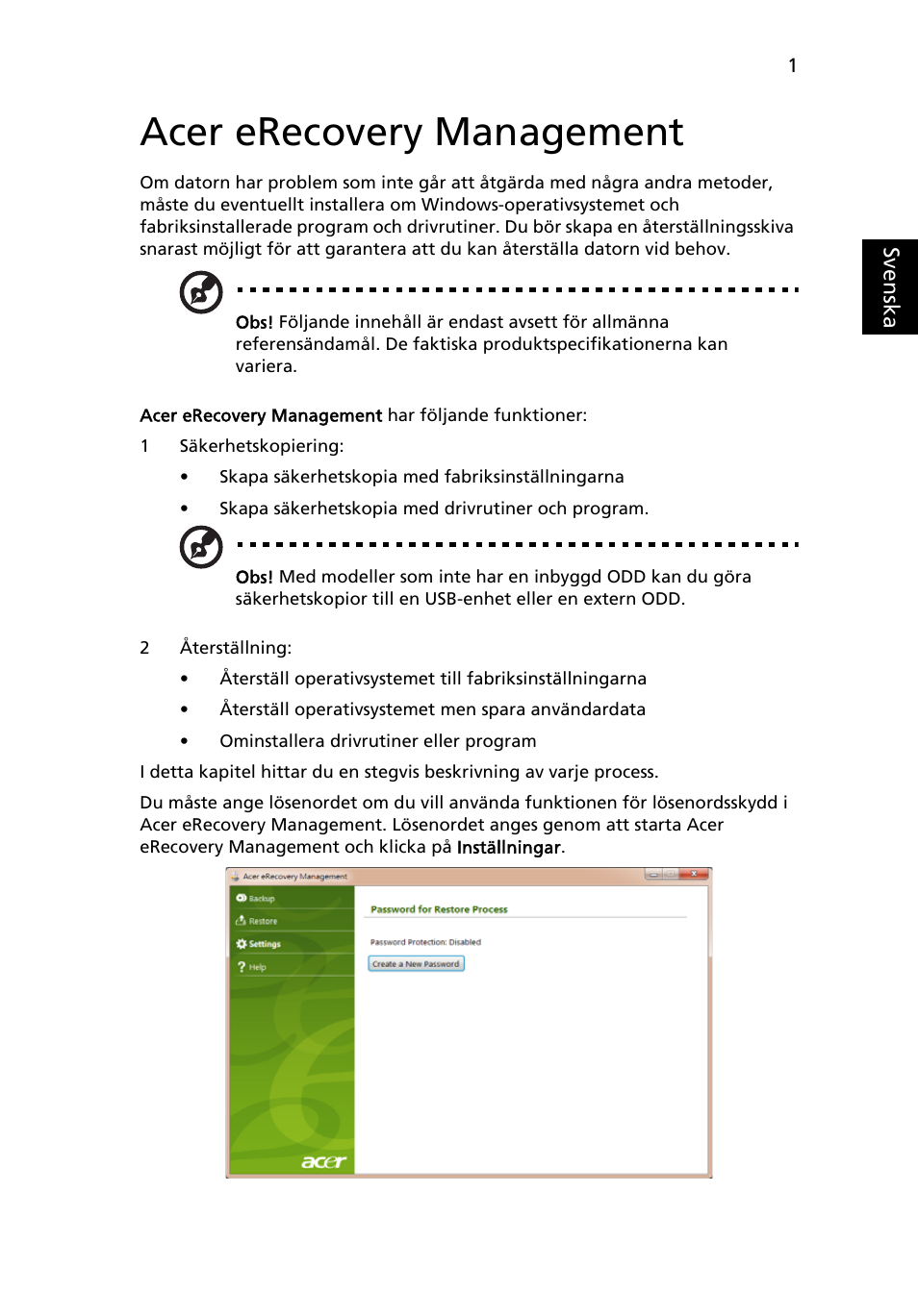 Acer erecovery management | Acer Aspire One AO722 User Manual | Page 589 / 1810