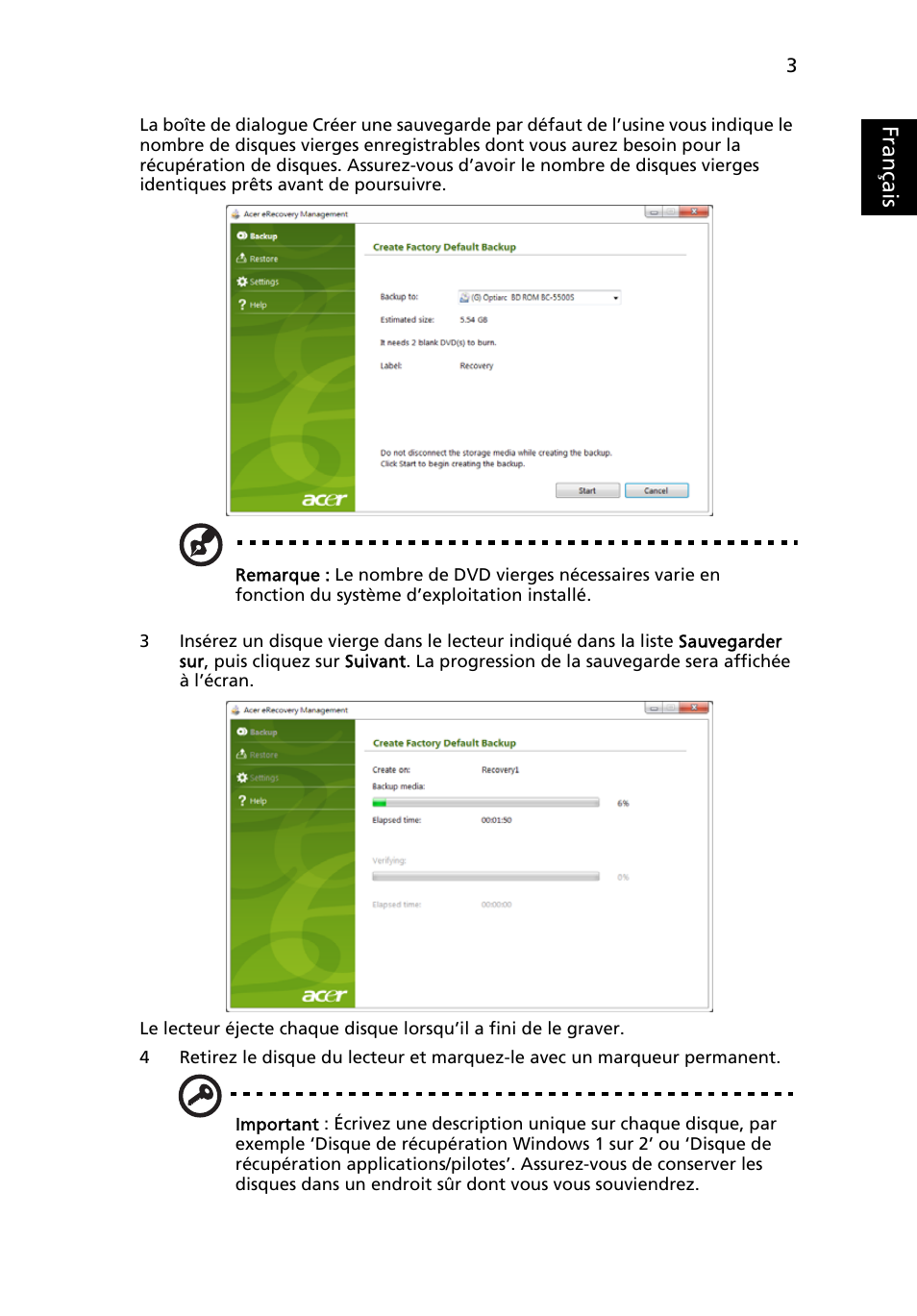 Français | Acer Aspire One AO722 User Manual | Page 83 / 1810