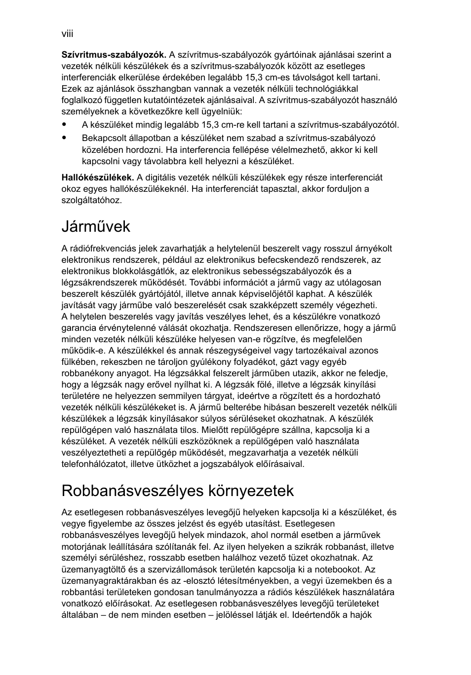 Járművek, Robbanásveszélyes környezetek | Acer Aspire One AO722 User Manual | Page 832 / 1810