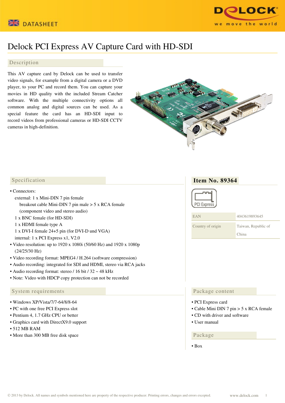 DeLOCK 89364 User Manual | 2 pages